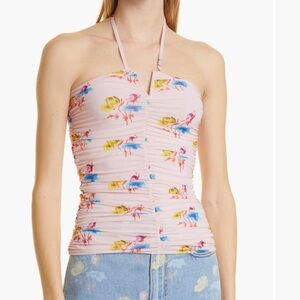💕 GANNI - Print Halter Neck Mesh Top 💕